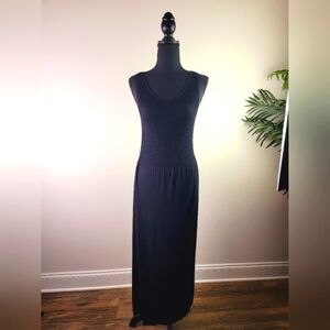 Lark + Grey Black Scruch Fit and Flare Maxi Sleeveless Dress sz ps/pm